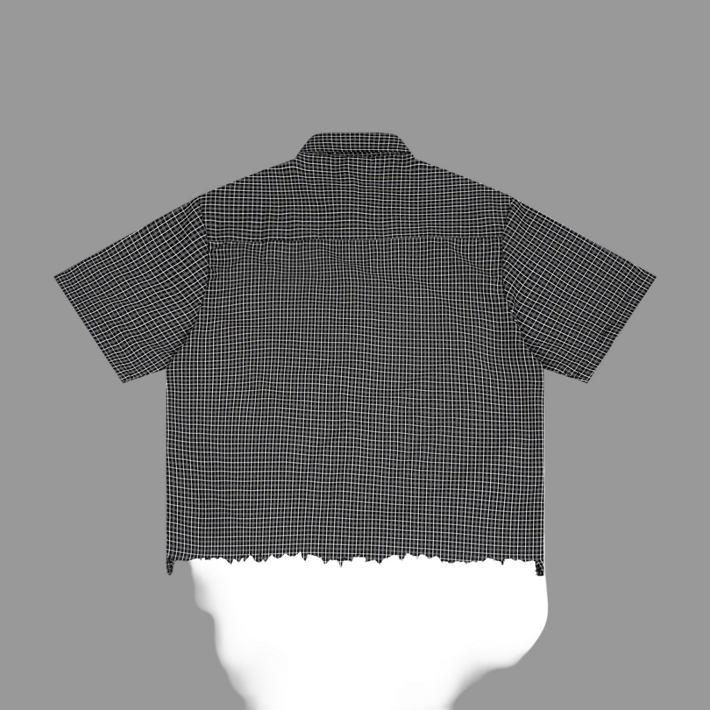 Unisex Distressed Plaid Boxy Shirt