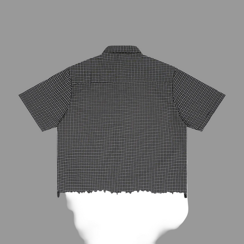 Unisex Distressed Plaid Boxy Shirt