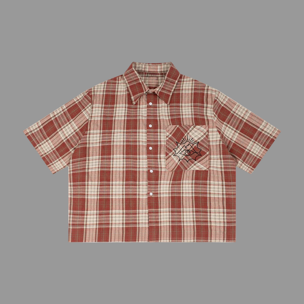 Unisex Plaid Boxy Short Sleeve Shirt